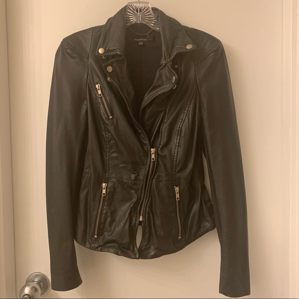 Muubaa Leather Jacket in Black Size 4